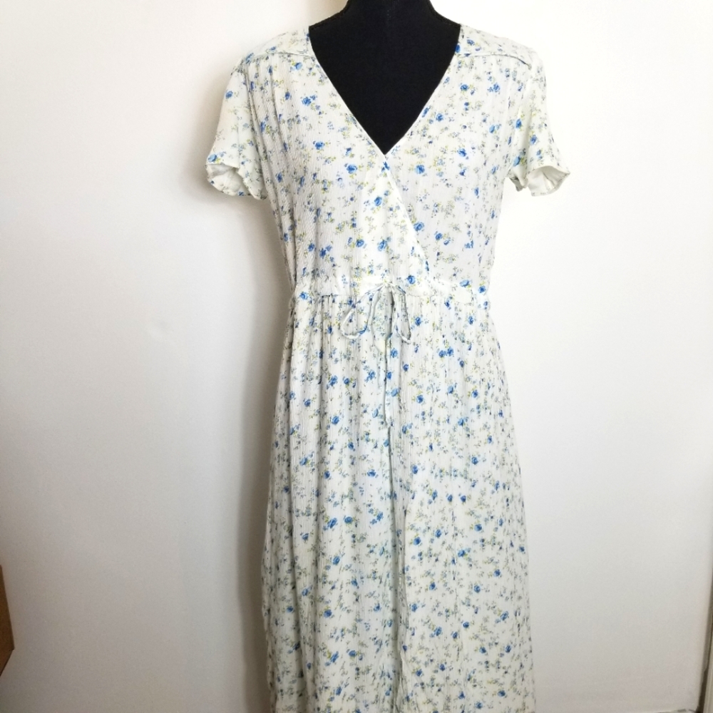Christy Dawn The Dawn White Blue Floral Print Dress
